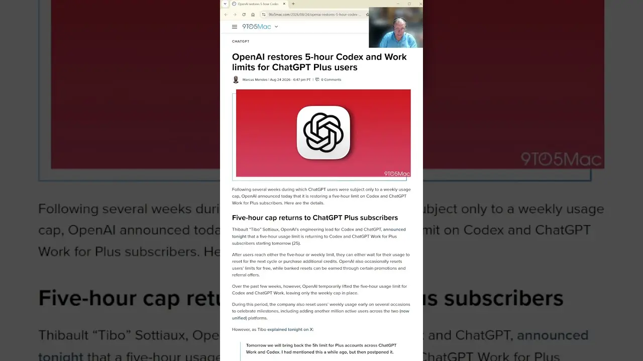 OpenAI restaure la limite de 5 heures sur Codex, merci qui ? | Fluxenet